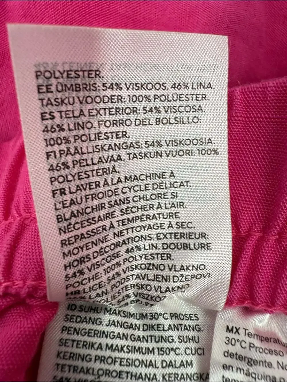 H&M linen pants pink bright Vibrant Fuchsia Maxi Skirt Pants